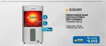 Termotanque Saiar 125lts Electrico Tepc125sarik2