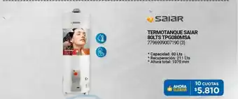 Saiar Termotanque Saiar 80lts Tpg080msa