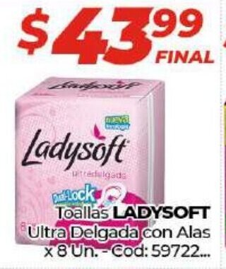 Diarco Ladysoft Toallas Ultra Delgada con Alas x 8 Un. oferta
