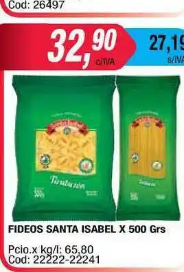 Maxiconsumo Santa Isabel Fideos x 500grs oferta