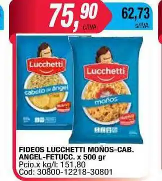 Maxiconsumo Lucchetti Fideos Moños-cab. Angel-fetucc. x 500gr oferta