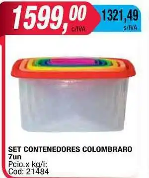 Maxiconsumo Set Contenedores Colombraro 7un oferta