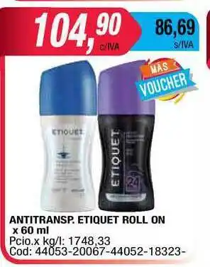Maxiconsumo Etiquet Roll On Antitransp. x 60ml oferta