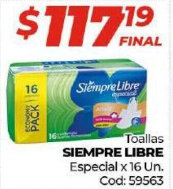 Diarco Siempre Libre Toallas Especial x 16 Un. oferta