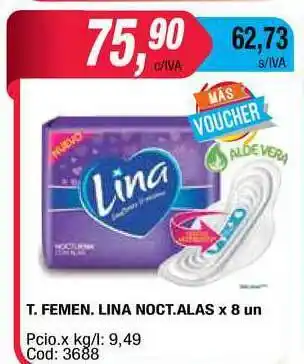 Maxiconsumo Lina T. Femen. Noct. Alas x 8un oferta
