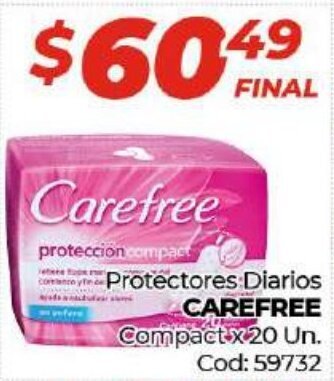Diarco Carefree Protectores Diarios Compact x 20 Un. oferta