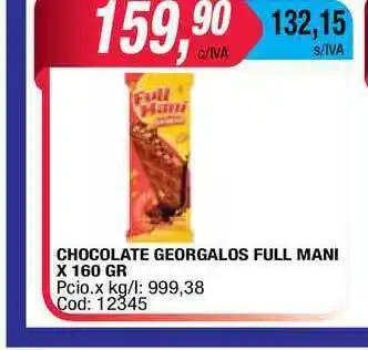 Maxiconsumo Full Mani Chocolate Georgalos x 160gr oferta