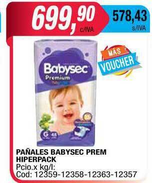 Maxiconsumo Babysec Pañales Prem Hiperpack oferta