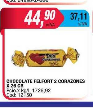 Maxiconsumo Chocolate Felfort 2 Corazones x 26gr oferta