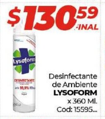 Diarco Lysoform Desinfectante de Ambiente x 360 ml. oferta