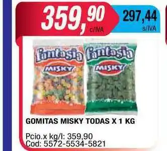 Maxiconsumo Gomitas Misky Todas x 1kg oferta