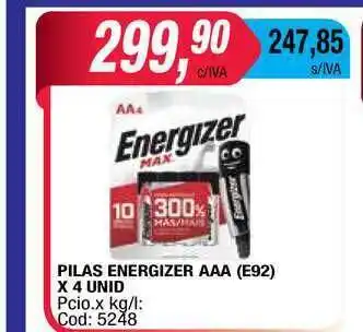 Maxiconsumo Energizer Pilas Aaa (e92) x 4unid oferta