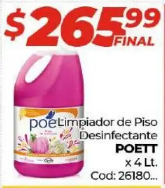 Diarco Poett Limpiador de Piso Desinfectante x 4 Lt. oferta