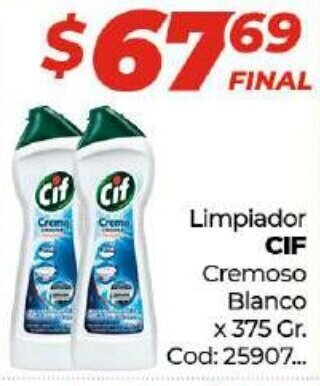 Diarco Cif Limpiador Cremoso Blanco x 375 Gr. oferta