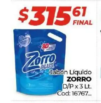 Diarco Zorro Jabón Líquido D/P x 3 Lt. oferta