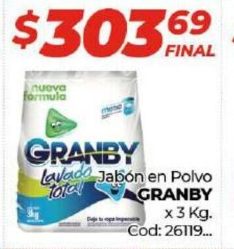 Diarco Granby Jabón en Polvo x 3 Kg. oferta