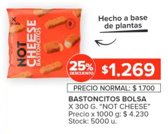 Carrefour BASTONCITOS BOLSA X 300 G. "NOT CHEESE" oferta