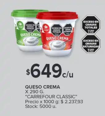 Carrefour QUESO CREMA X 290 G. "CARREFOUR CLASSIC" oferta
