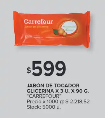 Carrefour JABÓN DE TOCADOR GLICERINA X 3 U. X 90 G. "CARREFOUR" oferta