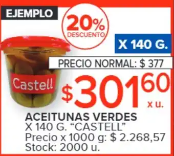 Carrefour ACEITUNAS VERDES X 140 G. "CASTELL" oferta