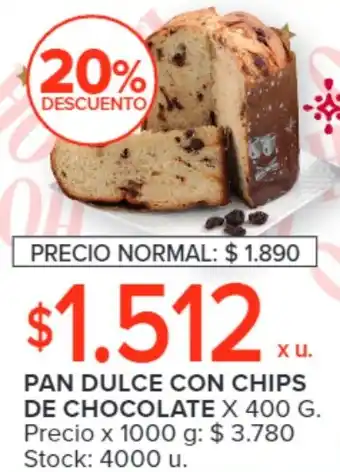 Carrefour PAN DULCE CON CHIPS DE CHOCOLATE X 400 G. oferta