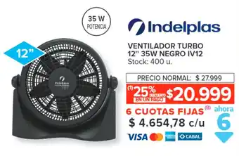 Carrefour Indelplas VENTILADOR TURBO 12" 35W NEGRO IV12 oferta
