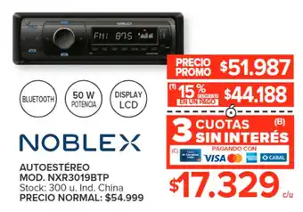 Carrefour NOBLEX AUTOESTÉREO MOD. NXR3019BTP oferta