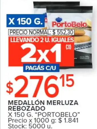MEDALLÓN MERLUZA REBOZADO X 150 G. "PORTOBELO"