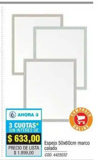 Rio Shop Deco Espejo 50x60cm Marco Calado oferta