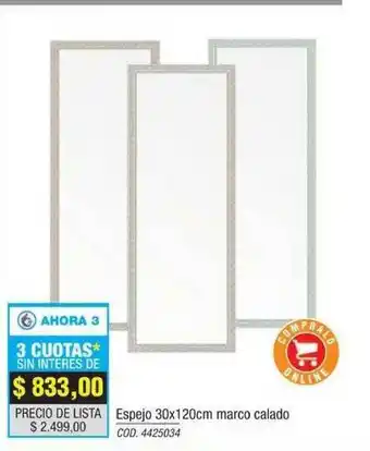 Rio Shop Deco Espejo 30x120cm Marco Calado oferta