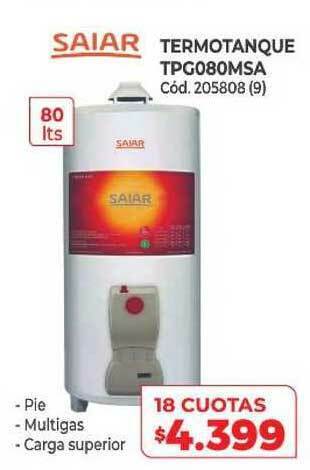 Naldo Lombardi Saiar Termotanque Tpg080msa oferta