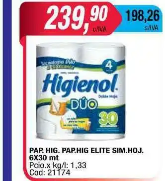 Maxiconsumo Pap. Hig. Pap. Hig Elite Sim. Hoj. 6x 30mt oferta