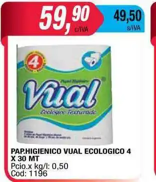 Maxiconsumo Pap. Higienico Vual Ecologico 4 x 30mt oferta
