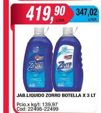 Maxiconsumo Jab. Liquido Zorro Botella x 3lt oferta