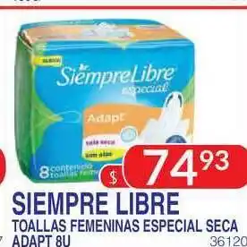 Masivos Siempre Libre Toallas Femeninas Especial Seca Adapt 8u oferta