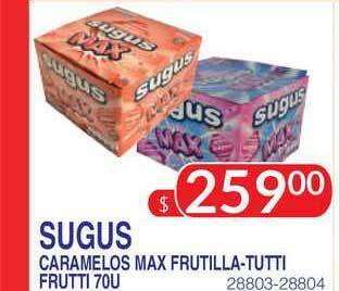 Masivos Sugus Caramelos Max Frutilla-tutti Frutti 70u oferta