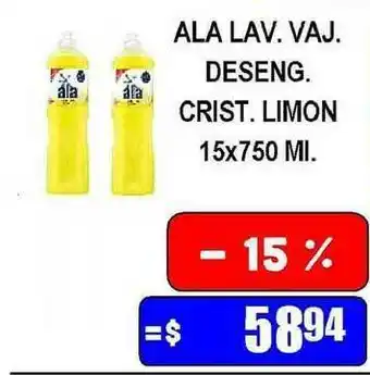 Dulcenter Ala Lav. Vaj. Deseng. Crist. Limon 15x750ml oferta