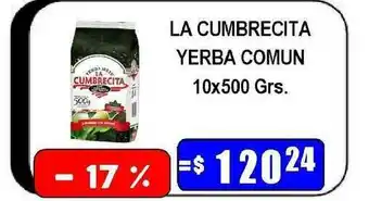 Dulcenter La Cumbrecita Yerba Comun 10x500grs oferta