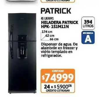 Cetrogar Heladera Patrick Hpk-151m11n oferta