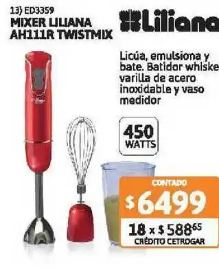 Cetrogar Mixer Liliana Ah111r Twistmix oferta
