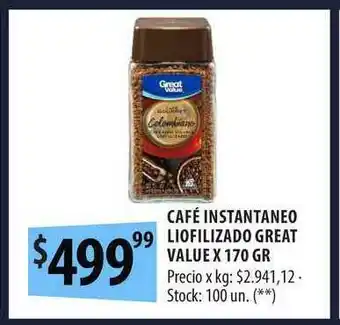 Punto Mayorista Café Instantaneo Liofilizado Great Value x170gr oferta