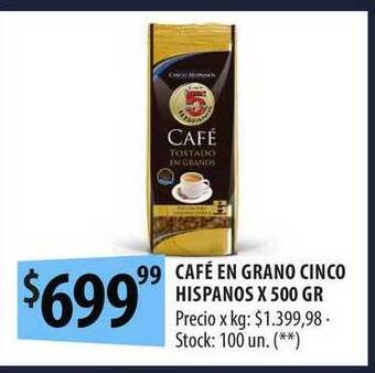 Punto Mayorista Café En Grano Cinco Hispanos x 500gr oferta