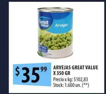 Punto Mayorista Arvejas Great Value x 350gr oferta