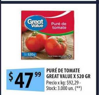 Punto Mayorista Puré De Tomate Great Value x 520gr oferta