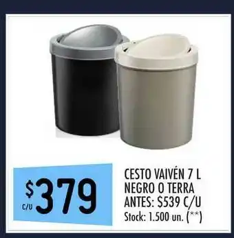 Punto Mayorista Cesto Vaivén 7 L Negro O Terra oferta