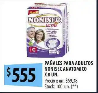 Punto Mayorista Pañales Para Adultos Nonisec Anatomico x 8 un oferta