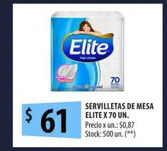 Punto Mayorista Servilletas De Mesa Elite x 70 un oferta