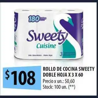Punto Mayorista Rollo De Cocina Sweety Doble Hoja x 3 x 60 oferta