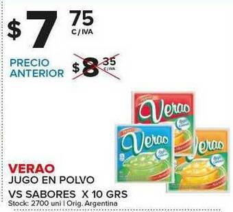 Carrefour Maxi Verao Jugo En Polvo Vs Sabores x 10 grs oferta
