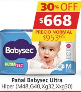 Supermercados Aiello Babysec Pañal Ultra Hiper (M48, G40, Xg32,Xxg30) oferta